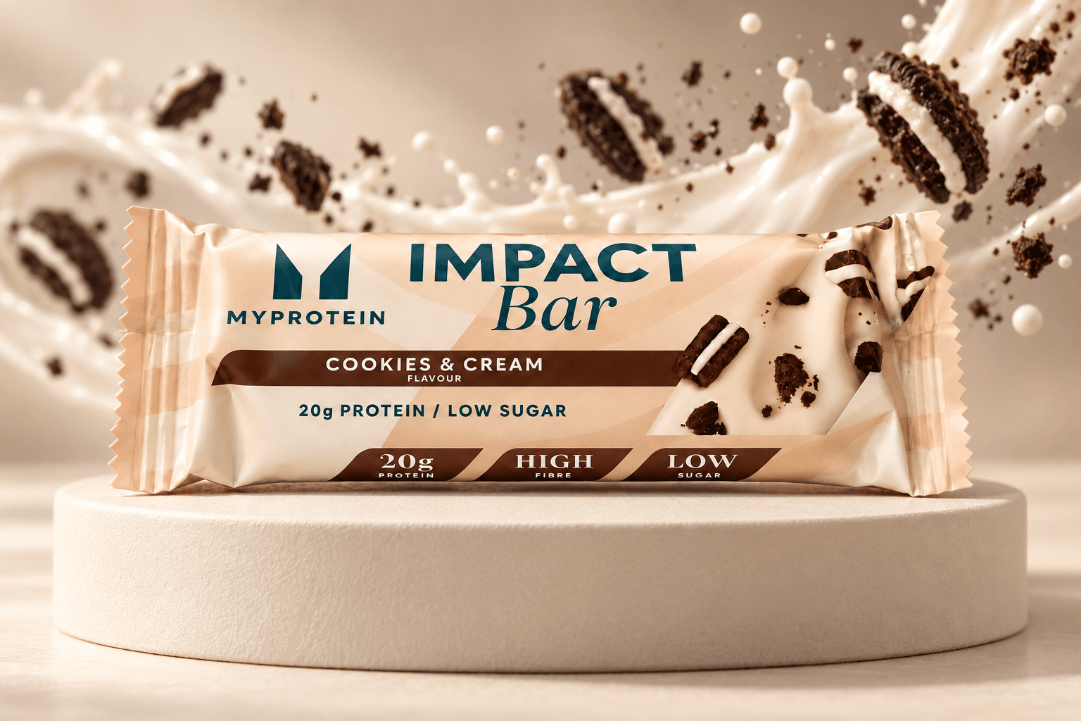 Myprotein Impact Protein Bar Cookies and Cream in its wrapper