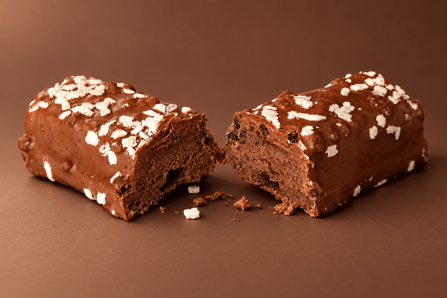Myprotein Layered Bar Triple Chocolate broken open