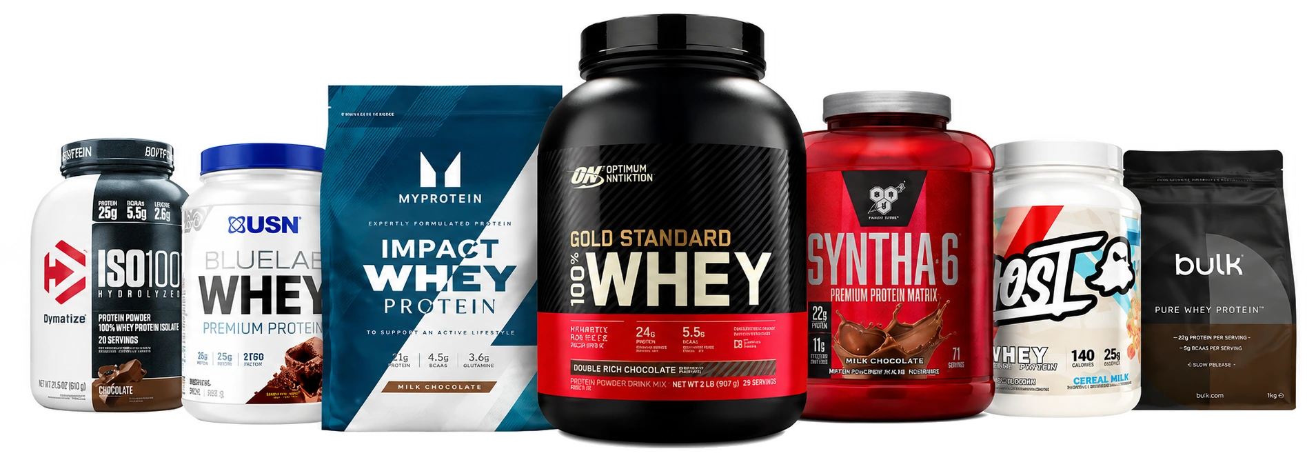 Selection of protein powder products available to compare